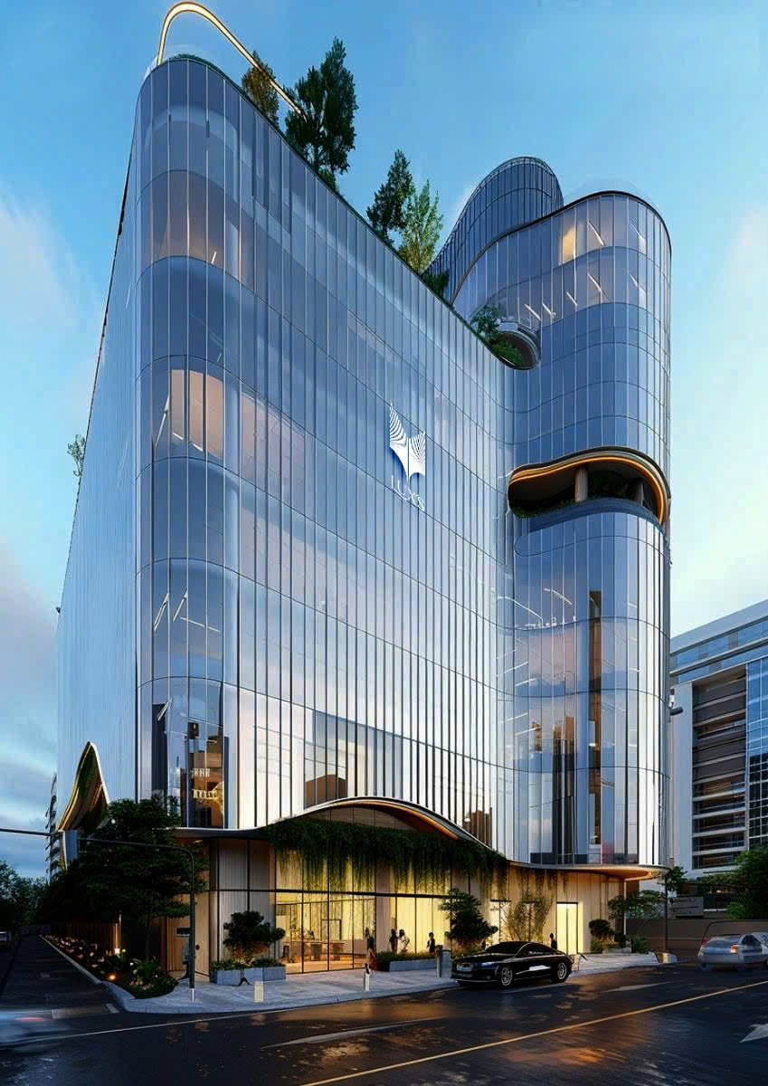 Luxury glass hotel concept